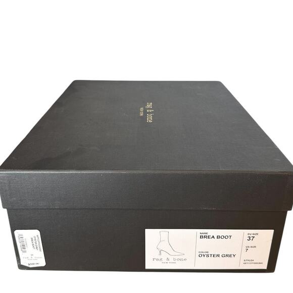 Rag & Bone Brea Patent Oyster Grey Pointed Toe Ankle Boot Size 37 - Picture 9 of 10